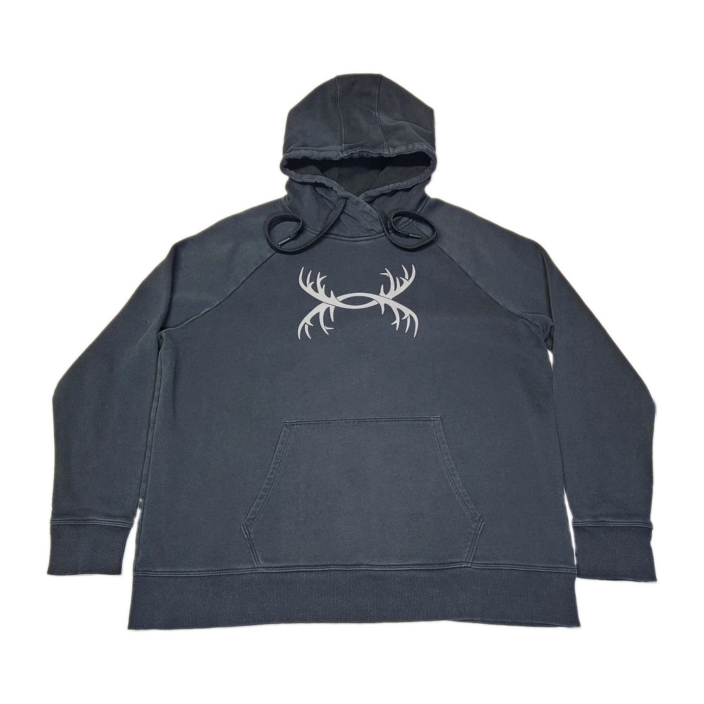 Under Armour Antler Logo Hoodie Mens XL Hunting Loose Fit Faded Black